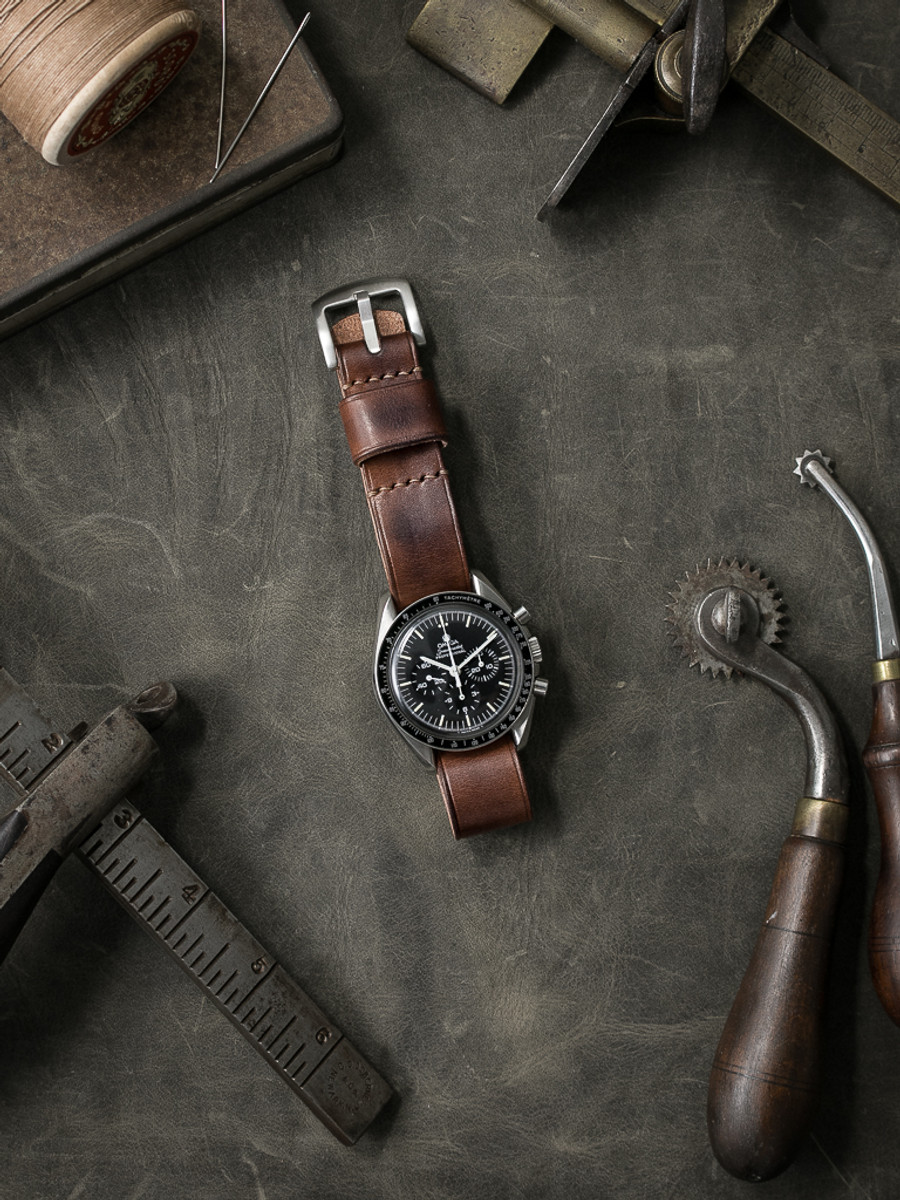 "McQueen" Russet Vintage Tan Leather NATO Watch Strap