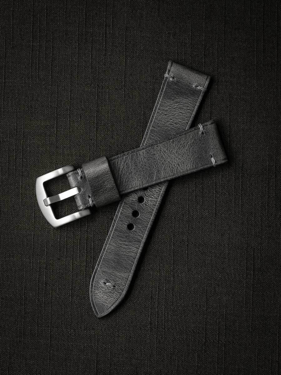 "Schenker" Vintage Ghost Grey Handcrafted Leather Watch Strap