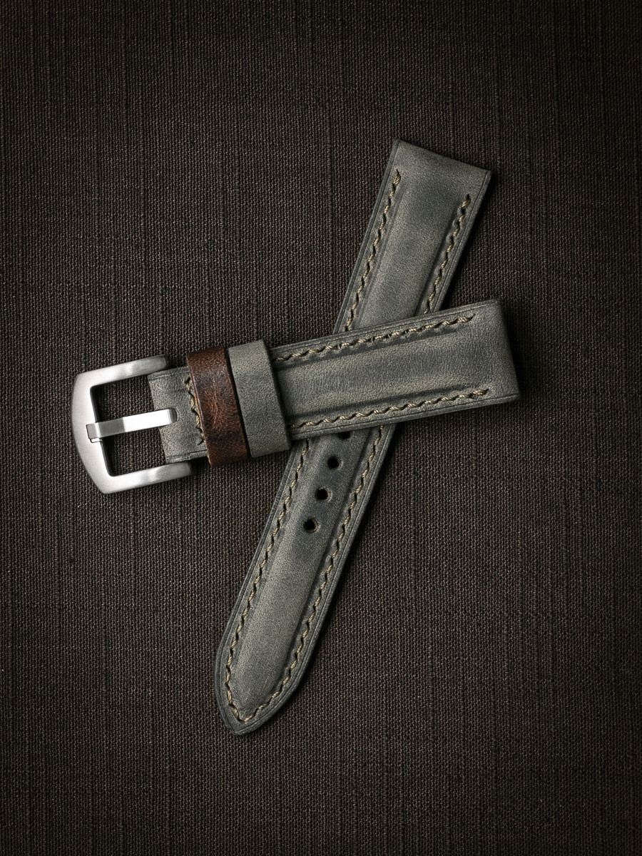 "Forbes" Vintage Grey Green Leather Watch Strap