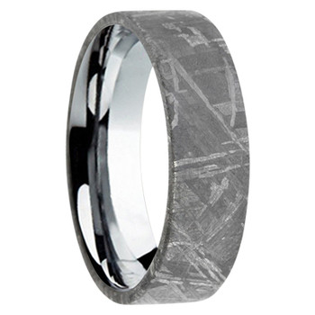 6 mm Mens Wedding Bands with Meteorite - A444M 6 mm Mens Wedding Bands with Meteorite - A444M