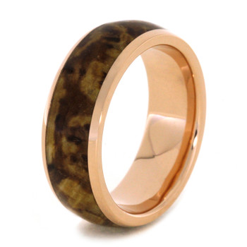 8 mm - 14 kt. Rose Gold & Black Ash Burl Wood Inlay - BRG974M 8 mm - 14 kt. Rose Gold & Black Ash Burl Wood Inlay - BRG974M