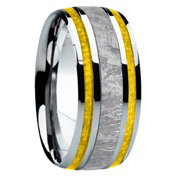 9 mm Meteorite, Mens Wedding Bands - M740FS-Yellow 9 mm Meteorite, Mens Wedding Bands - M740FS-Yellow