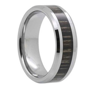 8 mm Mens Wedding Bands, Ash Wood Inlay Tungsten - L111C 8 mm Mens Wedding Bands, Ash Wood Inlay Tungsten - L111C