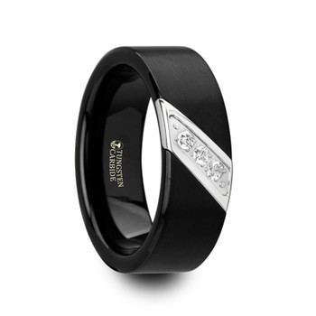 8 mm Black Tungsten with Diamond Band - L284TR 8 mm Black Tungsten with Diamond Band - L284TR