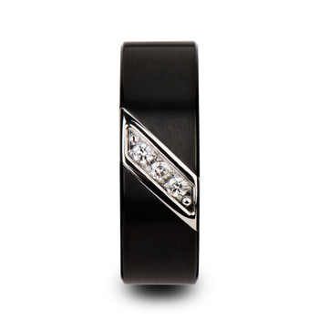 8 mm Black Tungsten with Diamond Band - L284TR 8 mm Black Tungsten with Diamond Band - L284TR
