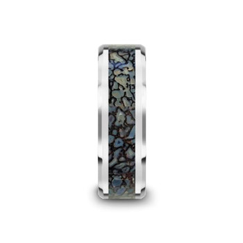 8 mm Tungsten Blue Dinosaur Bone Wedding Band - D810TR 8 mm Tungsten Blue Dinosaur Bone Wedding Band - D810TR