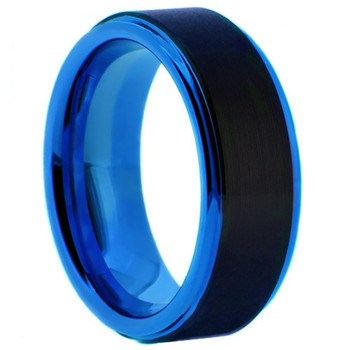 8 mm Black/Blue Tungsten Wedding Bands - BB707WG 8 mm Black/Blue Tungsten Wedding Bands - BB707WG