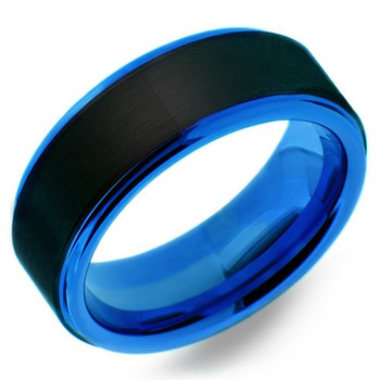 8 mm Black/Blue Tungsten Wedding Bands - BB707WG 8 mm Black/Blue Tungsten Wedding Bands - BB707WG