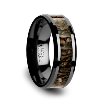 8 mm Black Ceramic Dinosaur Bone Band - S813TR 8 mm Black Ceramic Dinosaur Bone Band - S813TR