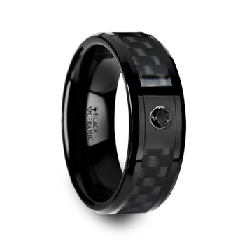 8 mm Black Ceramic Ring & Black Diamond - A059TR 8 mm Black Ceramic Ring & Black Diamond - A059TR