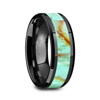 8 mm Black Ceramic Blue Turquoise Band - P495TR 8 mm Black Ceramic Blue Turquoise Band - P495TR