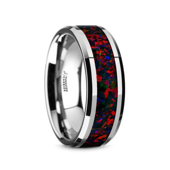 8 mm Tungsten Black/Red Opal Band - H949TR 8 mm Tungsten Black/Red Opal Band - H949TR