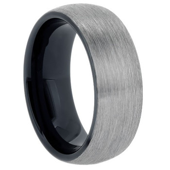 8 mm Brushed Tungsten Band with Black Sleeve - BG803WG 8 mm Brushed Tungsten Band with Black Sleeve - BG803WG