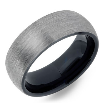 8 mm Brushed Tungsten Band with Black Sleeve - BG803WG 8 mm Brushed Tungsten Band with Black Sleeve - BG803WG