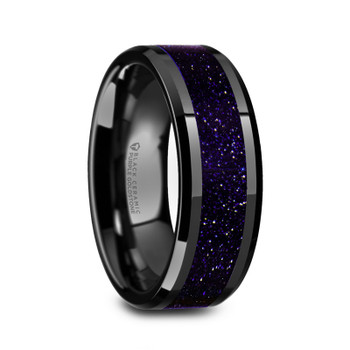 8 mm Black Ceramic and Purple Goldstone Inlay - M985TR 8 mm Black Ceramic and Purple Goldstone Inlay - M985TR