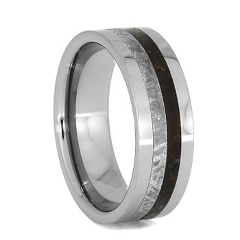 8 mm Meteorite/Dinosaur Bone in Tungsten - DB013M 8 mm Meteorite/Dinosaur Bone in Tungsten - DB013M