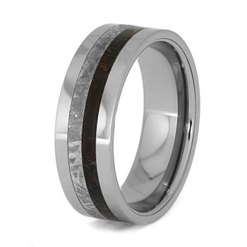 8 mm Meteorite/Dinosaur Bone in Tungsten - DB013M 8 mm Meteorite/Dinosaur Bone in Tungsten - DB013M