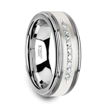 .27 cwt White Diamond Mens Wedding Bands - Tungsten - Z218C .27 cwt White Diamond Mens Wedding Bands - Tungsten - Z218C