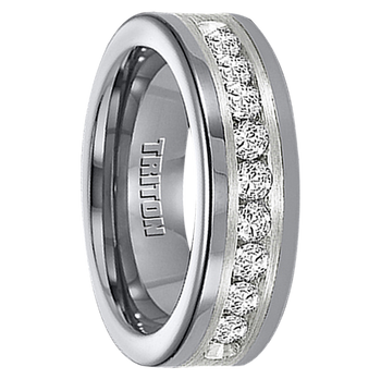 1 cwt Diamond Unique Mens Wedding Bands in Silver/Tungsten - A308C 1 cwt Diamond Unique Mens Wedding Bands in Silver/Tungsten - A308C