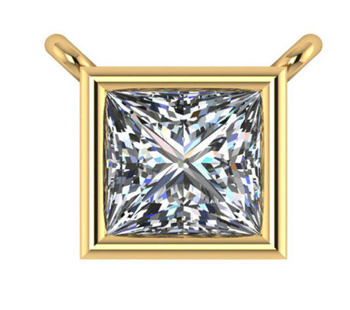 Highest Quality 1.00Ct Princess Cut Bezel Cubic Zirconia Pendant