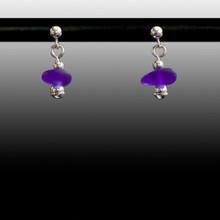Cobalt Sea Glass Ball Post Earrings