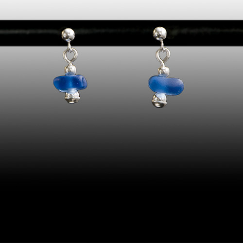 Periwinkle Sea Glass Ball Post Earrings