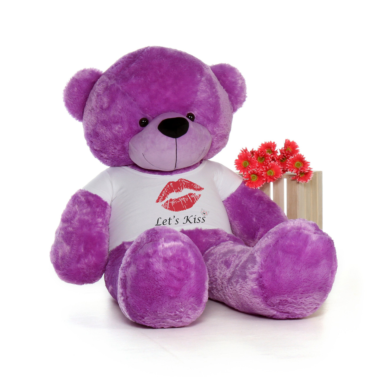 6 Foot Life Size Valentines Day Teddy Bear In Lets Kiss Shirt