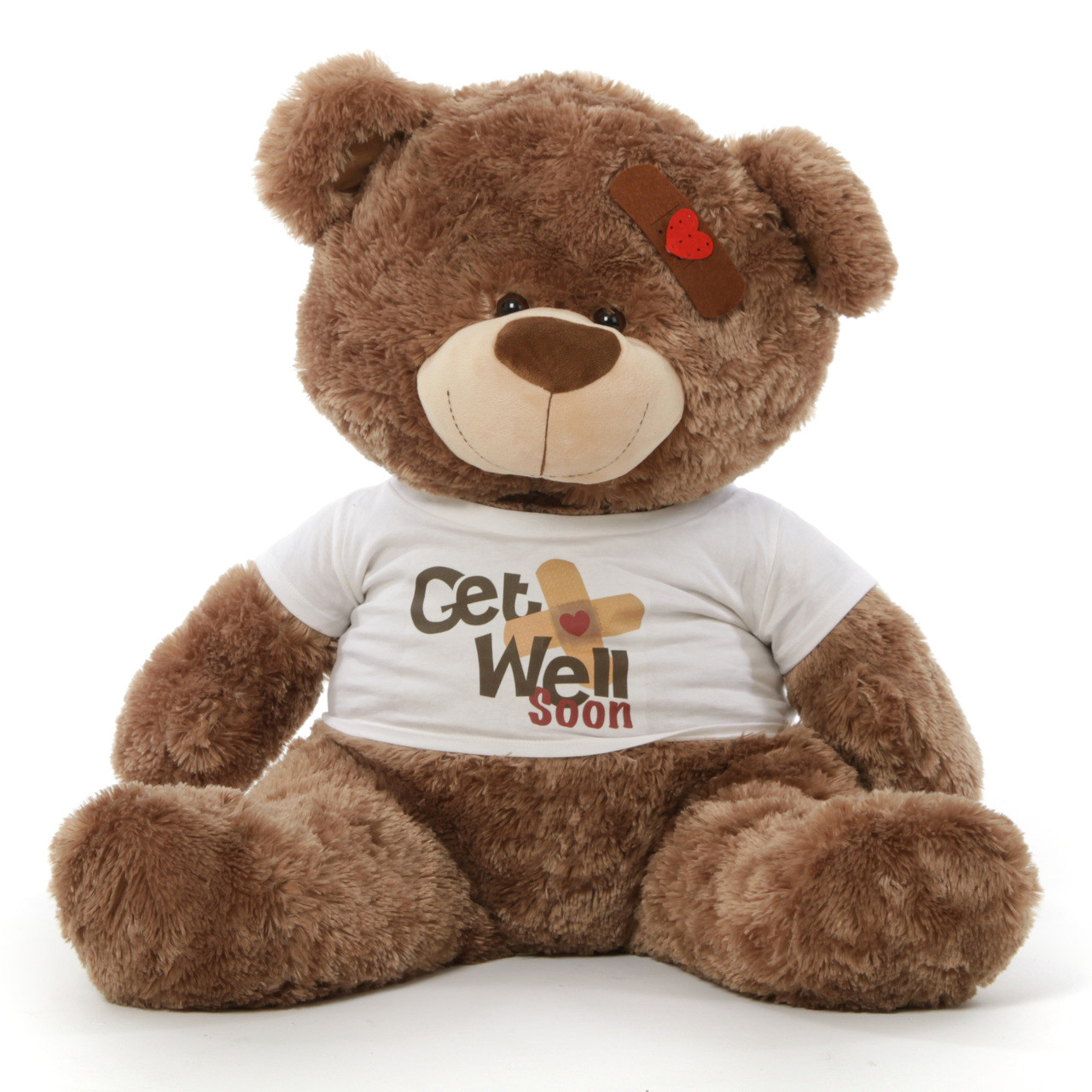 adorable big get well soon teddy bears in 3 colors with custom shirt