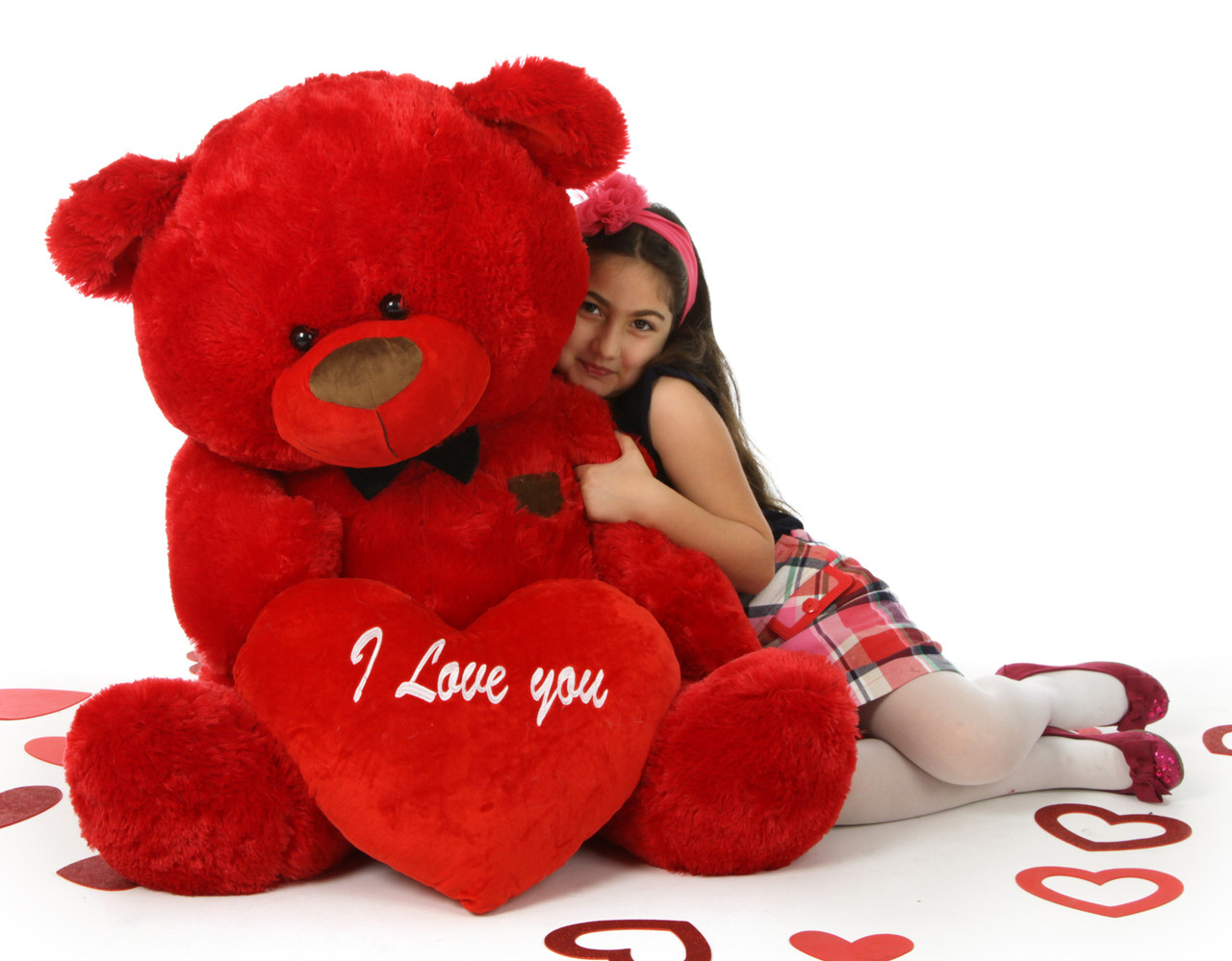 Big Red Valentine’s Teddy Bear with bow tie and plush I ...