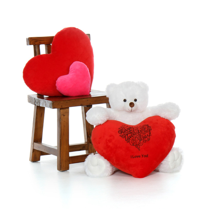 2ft happy valentine s day teddy bear white scruffs tubs with plush