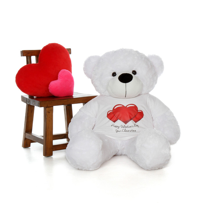 4ft Life Size Teddy Bear wearing customizable Red Heart ...