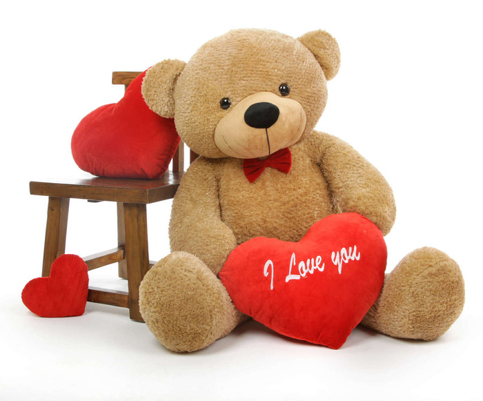 Shaggy L Cuddles 48" Amber Teddy Bear w/ I Love You Heart ...