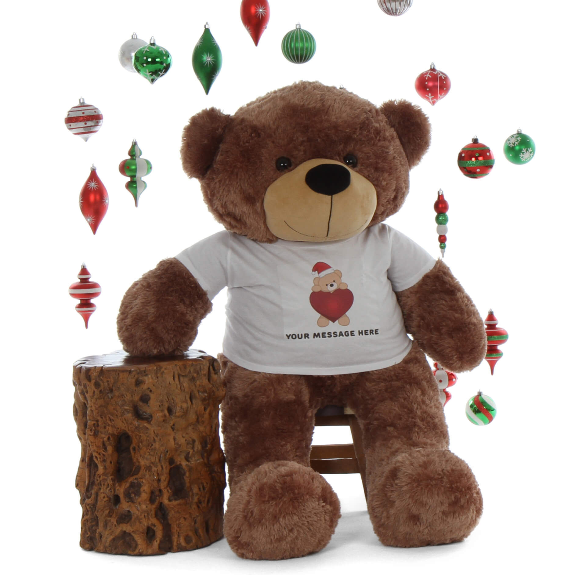 christmas teddy bear with year on foot