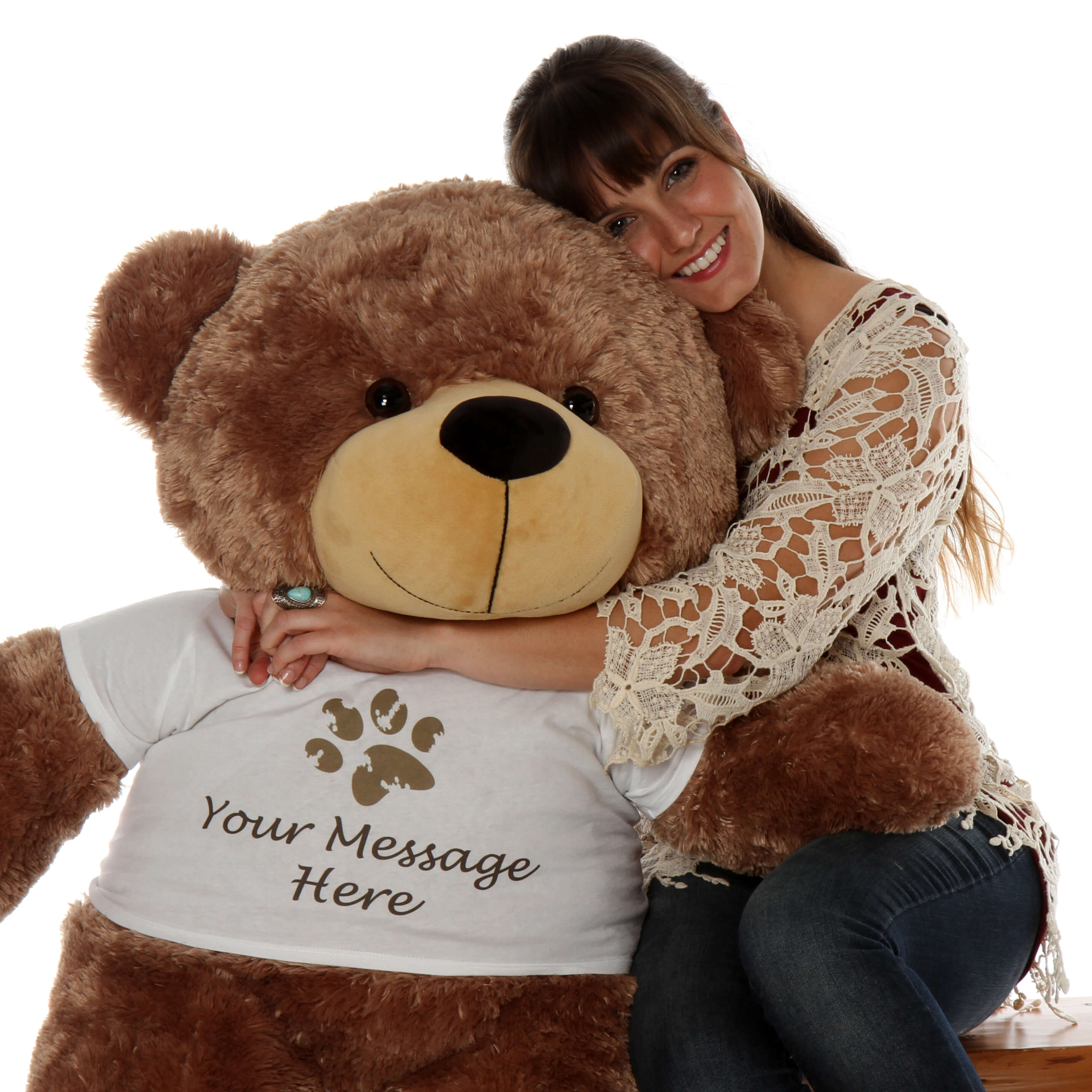 Young women with brown teddy bear