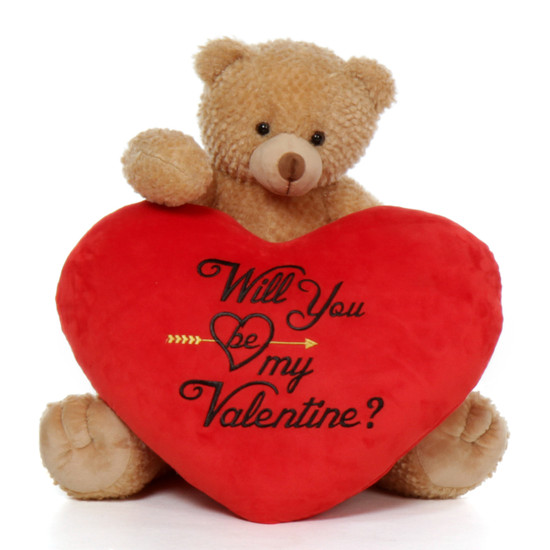 2ft Big Amber Brown Teddy Bear with Red “Will You Be My ...