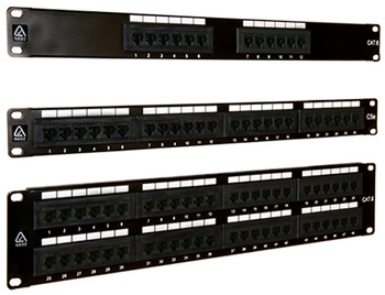 Cat6 24-Port Patch Panel with integrated rear cable management loops Cat6 24-Port Patch Panel with integrated rear cable management loops