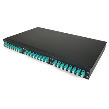 Fibre Optic 24-Port Fixed Tray with 24 LC to LC OM4 Adaptors Fibre Optic 24-Port Fixed Tray with 24 LC to LC OM4 Adaptors
