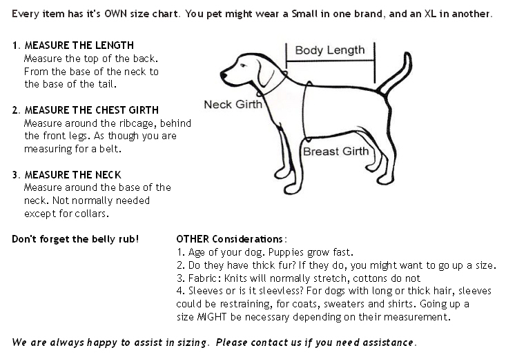 Foufou Dog Size Chart