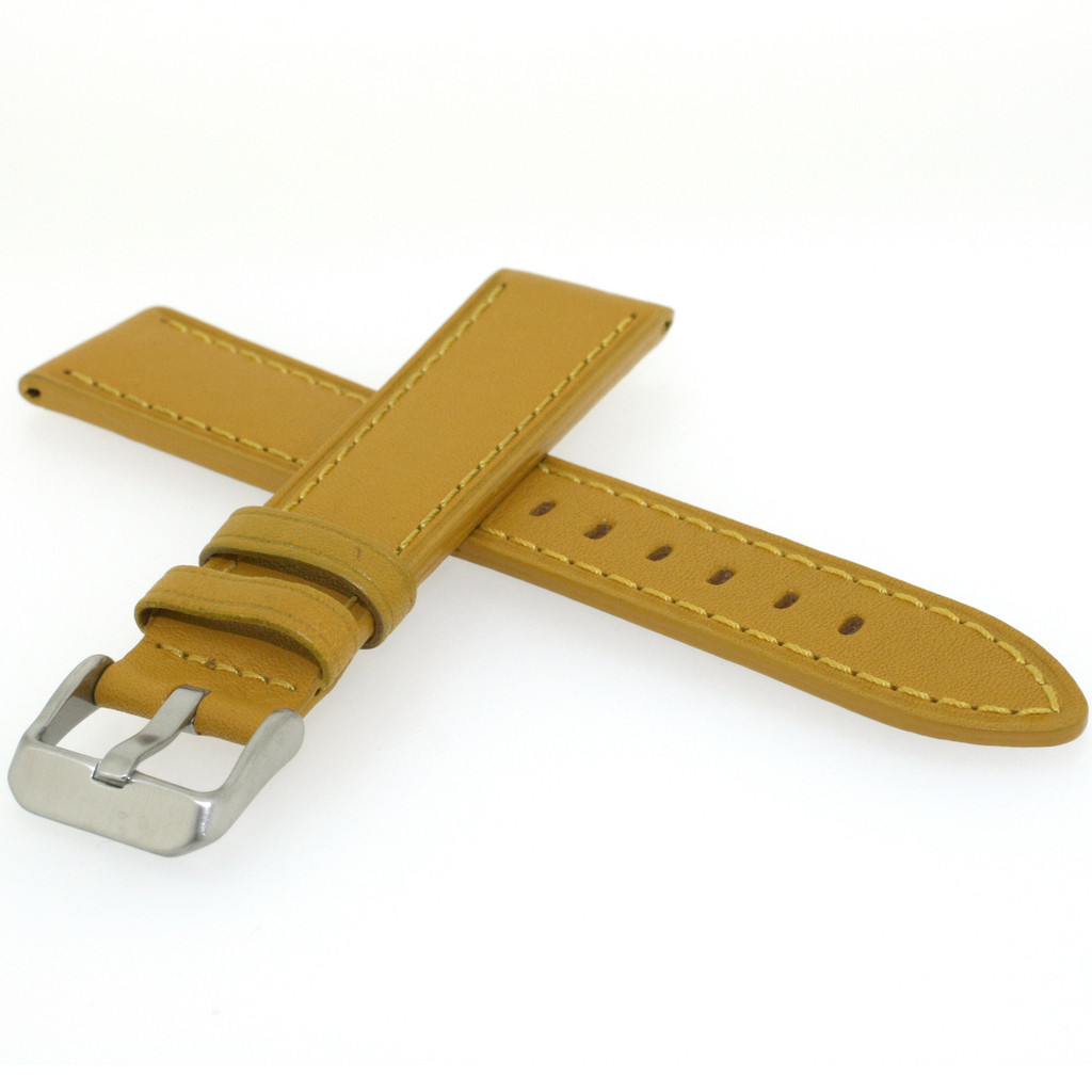 Mustard Yellow Leather Watch Band TechSwiss Calfskin Watch Straps
