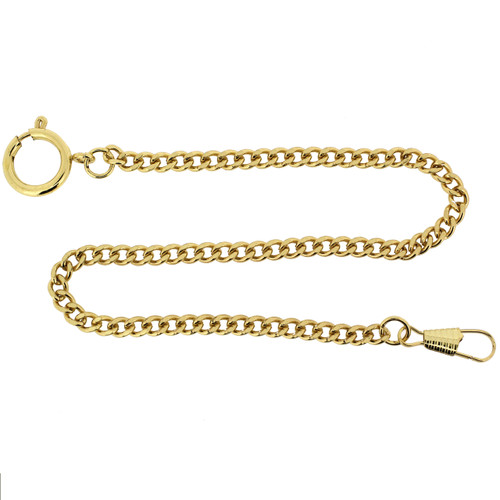 Pocket Watch Chain Fob Curb Link Design Gold-Tone 14"