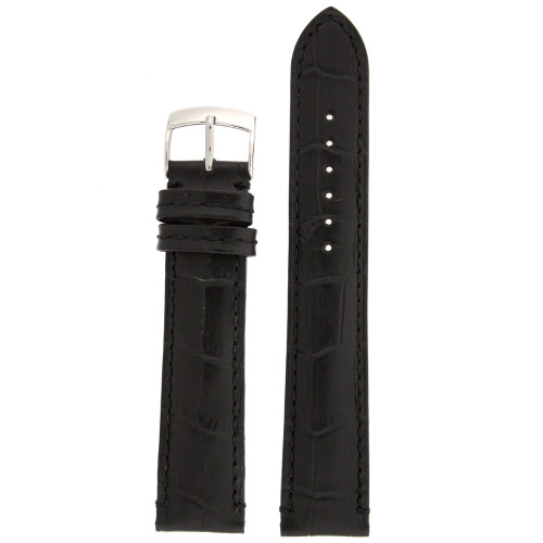 Long Black Leather Alligator Grain Watch Band | TechSwiss Long Leather Watch Bands | LEA1565 | Main