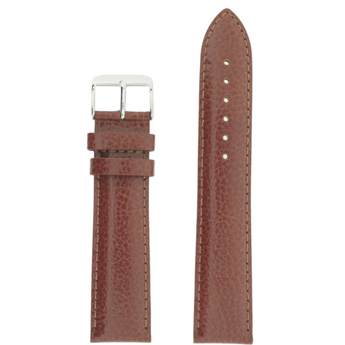 Long Saddle Brown Watch Band | Brown Calfskin Leather Watch Band | Stainless Steel Buckle | TechSwiss LEA1685 | Main