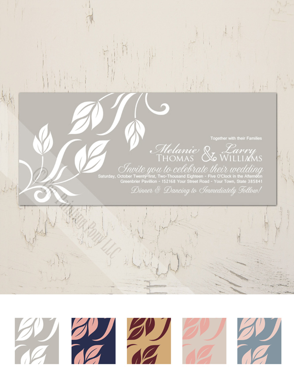 side leaves flourish wedding invitation 10 pk the painting pony