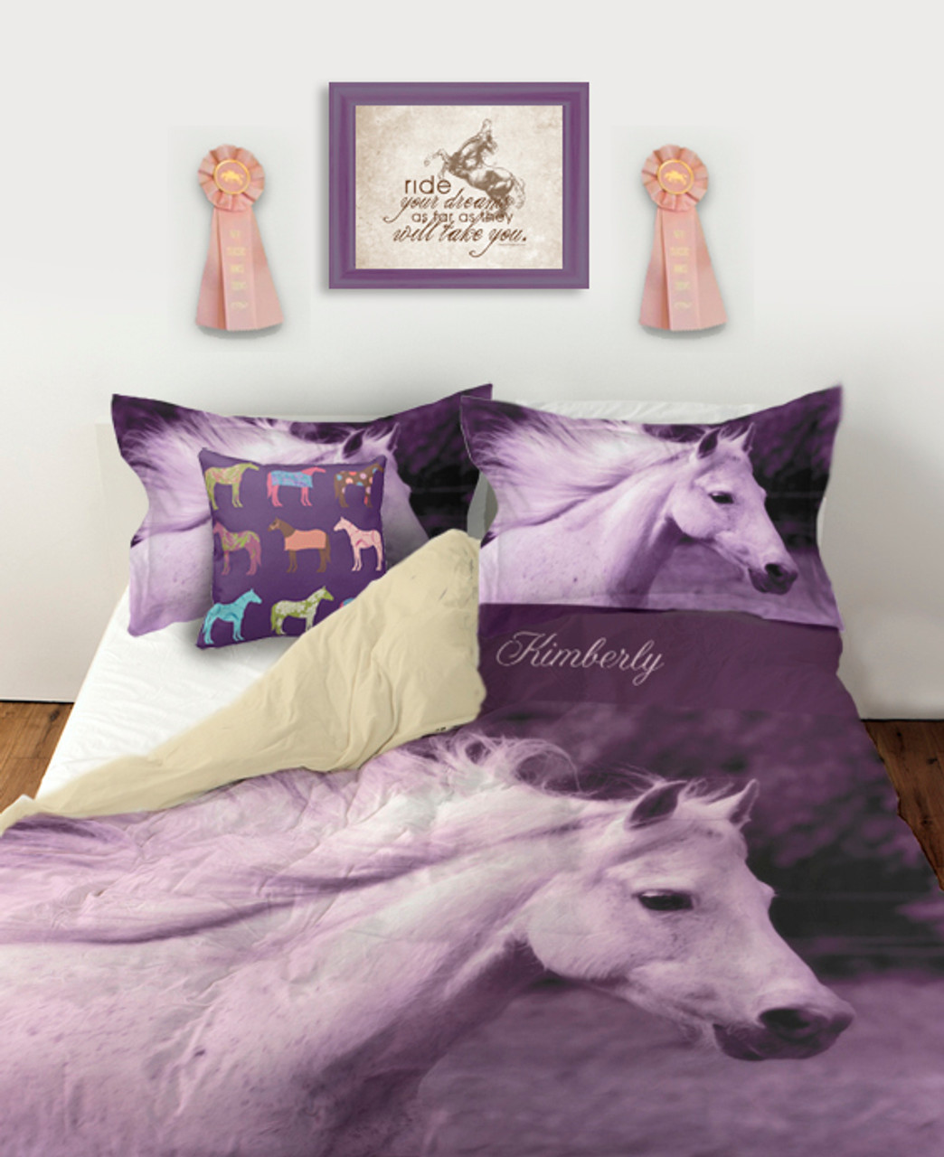 purple colored white horse head duvet bedding cover set for the equestrian little girl who loves - Horse Bedding purple colored white horse head duvet bedding cover set for the equestrian little girl who loves - Horse Bedding