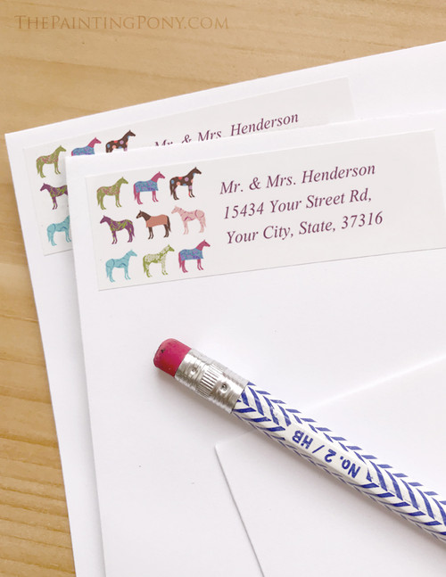 colorful horses return address labels the painting pony