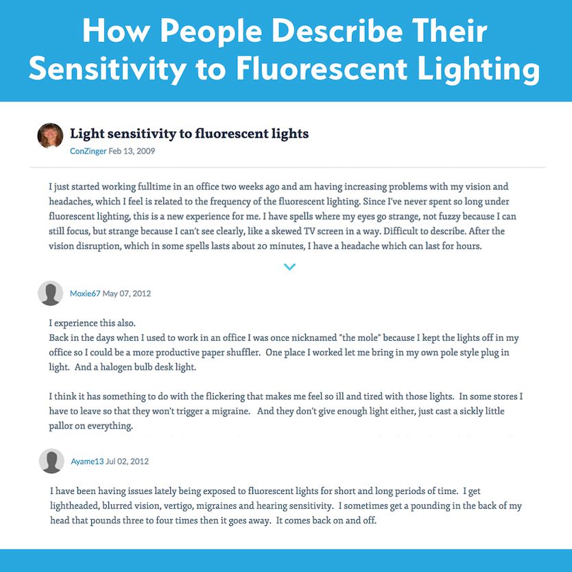 Descriptions of office fluorescent light sensitivity