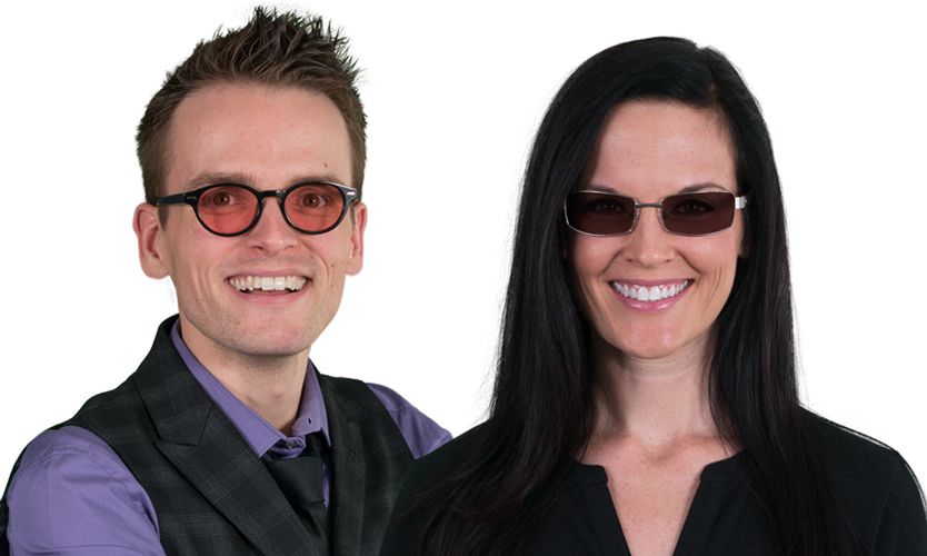 Man and Woman wearing FL-41 Tint on Glasses