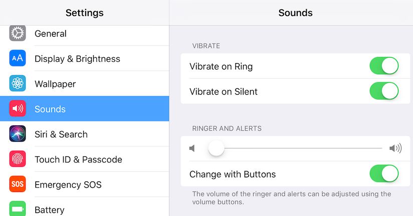 Sound settings in iPhone