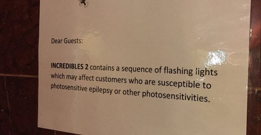 Warning Sign Incredibles 2 Movie Theater