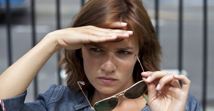 Woman with ADHD, light sensitivity, photophobia